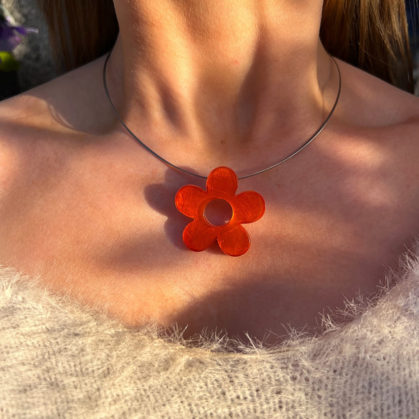 ‘Watch This Space’ Orange Flower Necklace