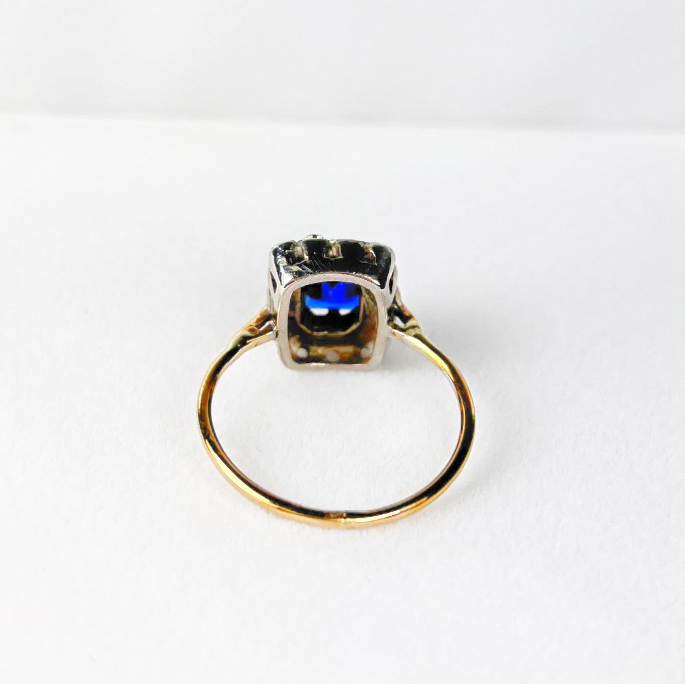 Striking Vintage Sapphire and Cubic Zirconia Dress Ring - Size O ½