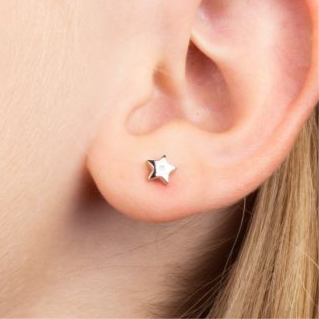 ‘D for Diamond’ Sterling Silver & Diamond Mini Star Stud Children’s Earrings