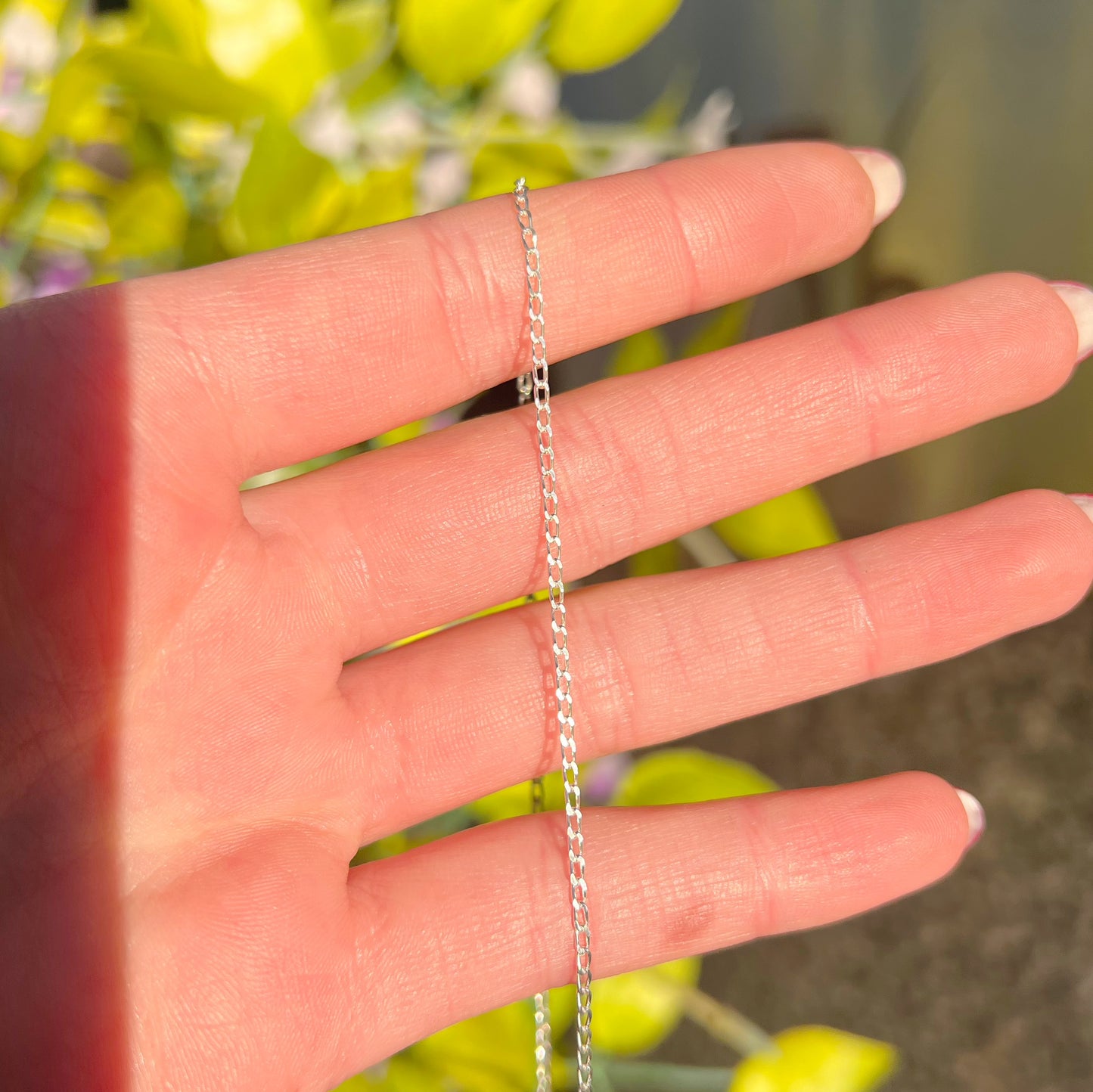 Dainty Sterling Silver Round Cabochon Necklace
