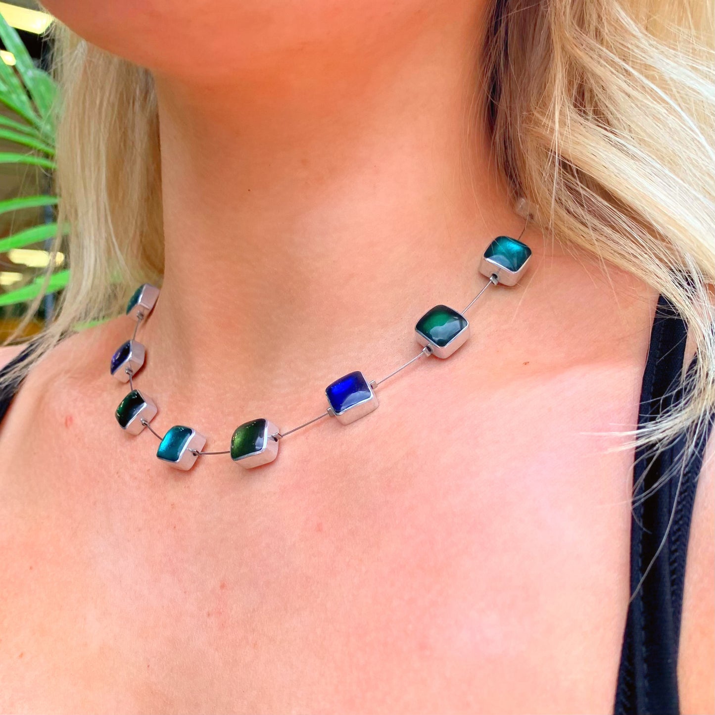 (Pre-Order) 'Watch This Space' Square Blue Choker Necklace