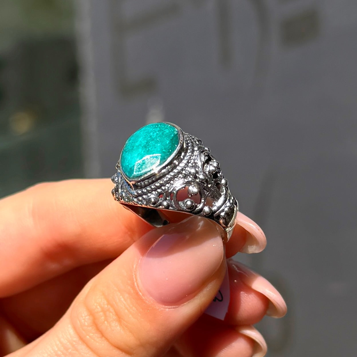 Green Emerald Sterling Silver Boho Ring