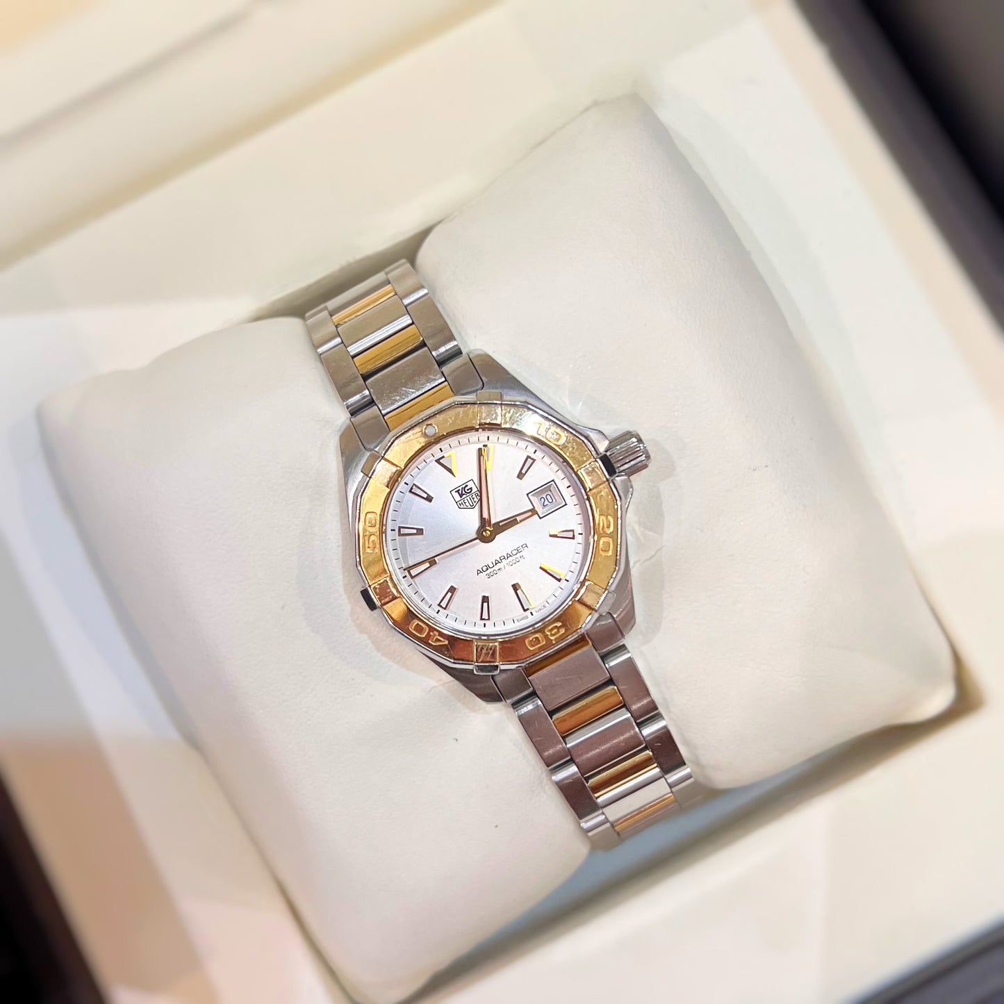 Pre-owned TAG Heuer Stainless Steel and Gold Ladies Aquaracer Watch