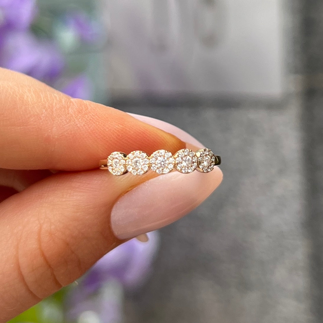 18ct Yellow Gold Half Eternity Diamond Ring - Size M