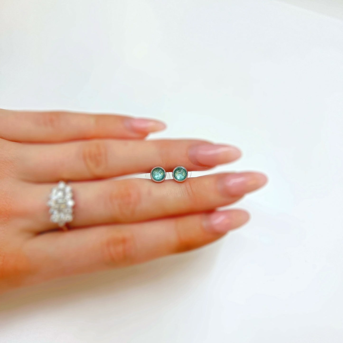 ‘Watch This Space’ Turquoise Blue Dot Stud Earrings