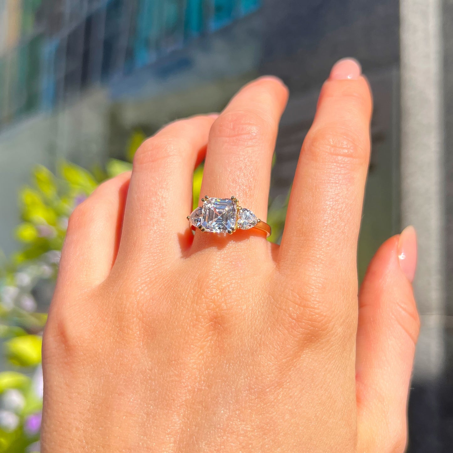9ct Yellow Gold Princess Cut Cubic Zirconia Ring - Size N