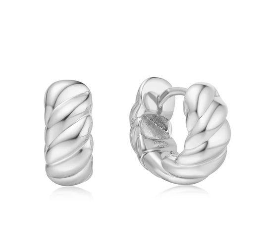 Ania Haie Silver Chubby Small Huggie Hoop Earrings
