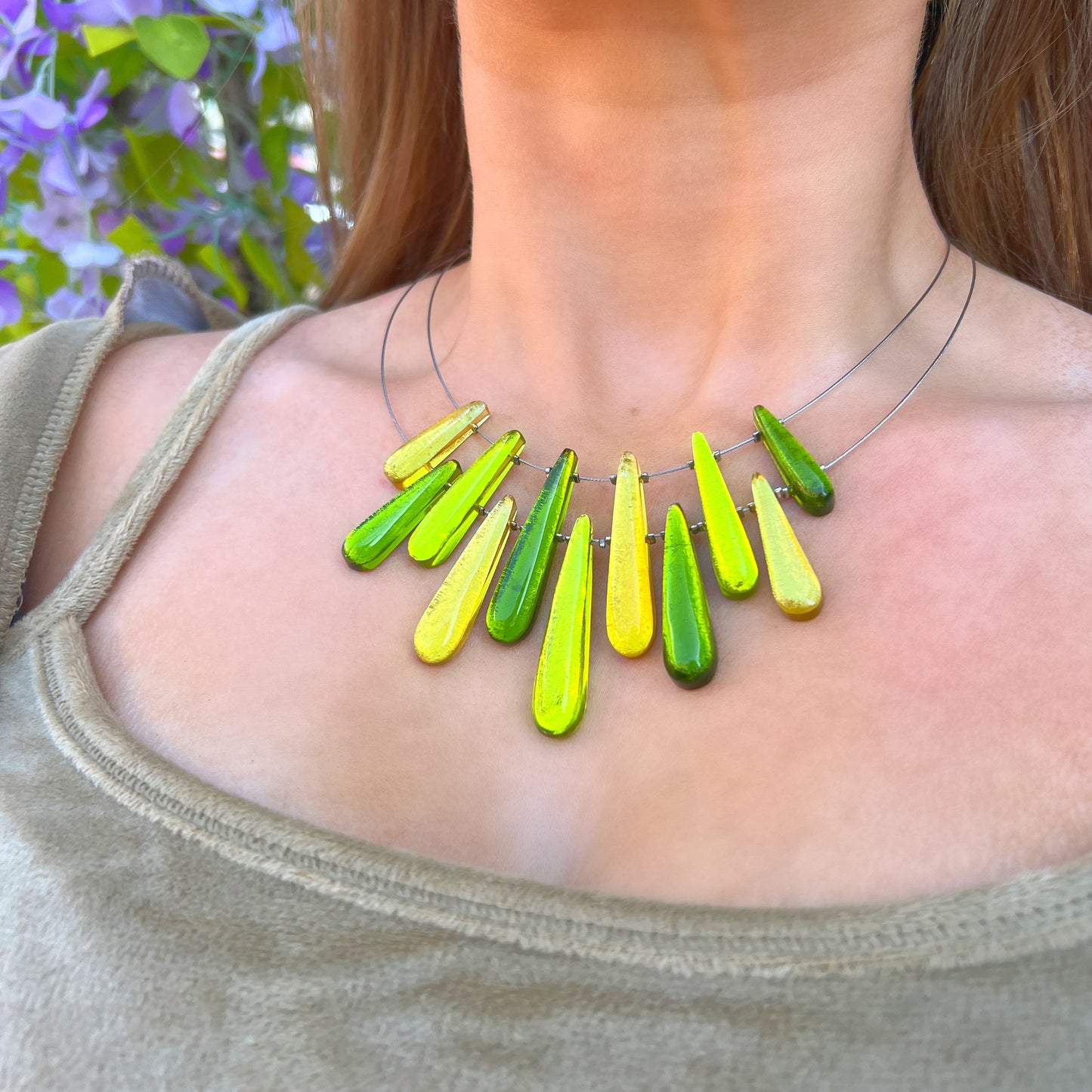 ‘Watch This Space’ Green Icicle Necklace
