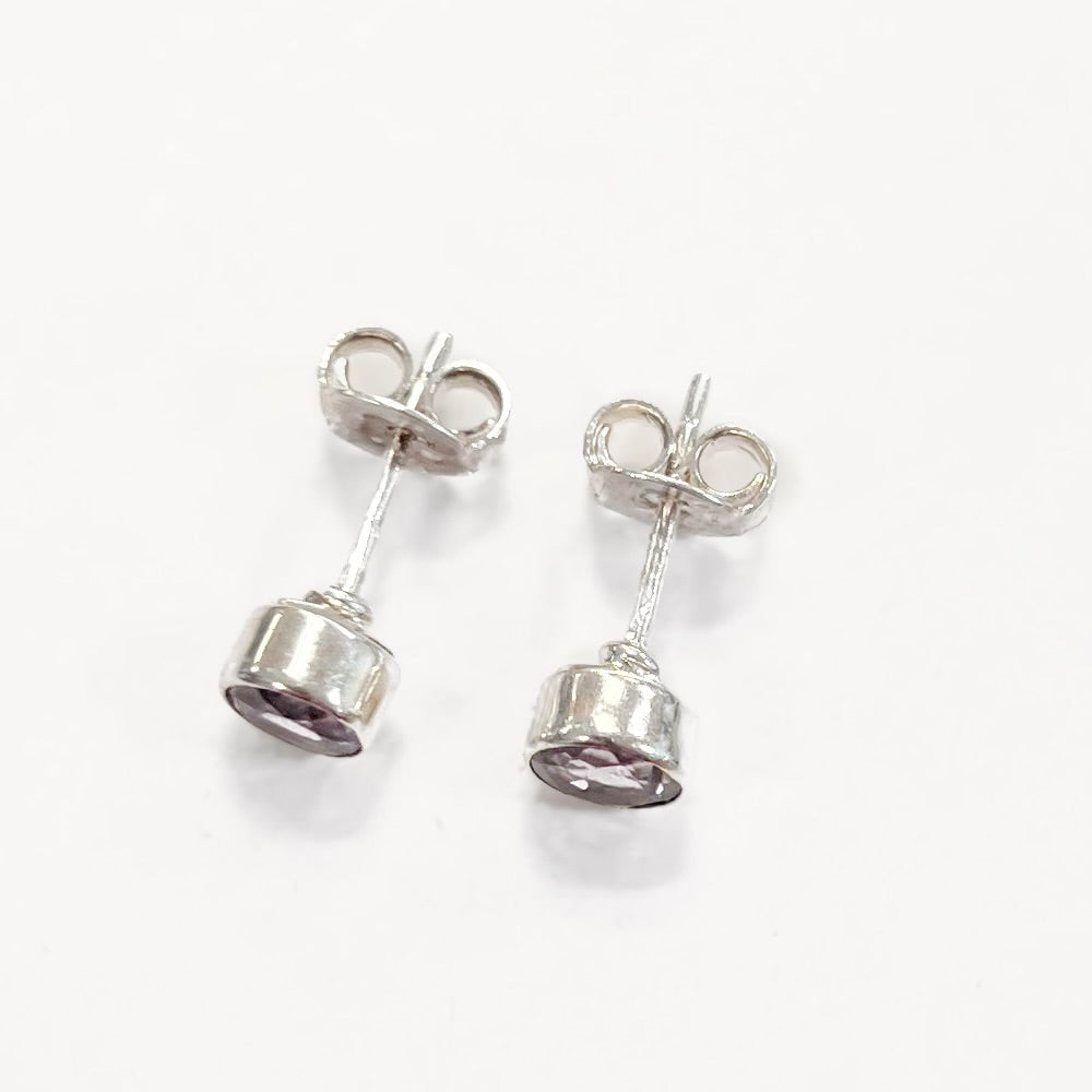 Dainty Sterling Silver Amethyst Stud Earrings