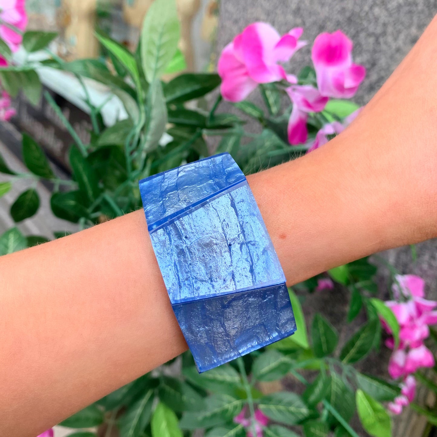 Watch This Space Chunky Blue Elasticated Bracelet