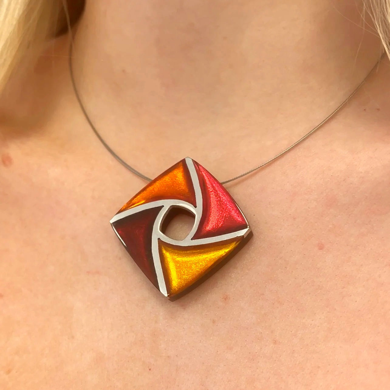 Watch This Space Warm Toned Square Necklace