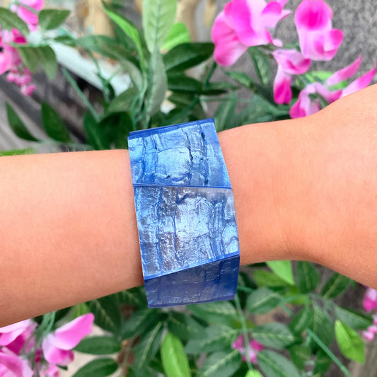 Watch This Space Chunky Blue Elasticated Bracelet