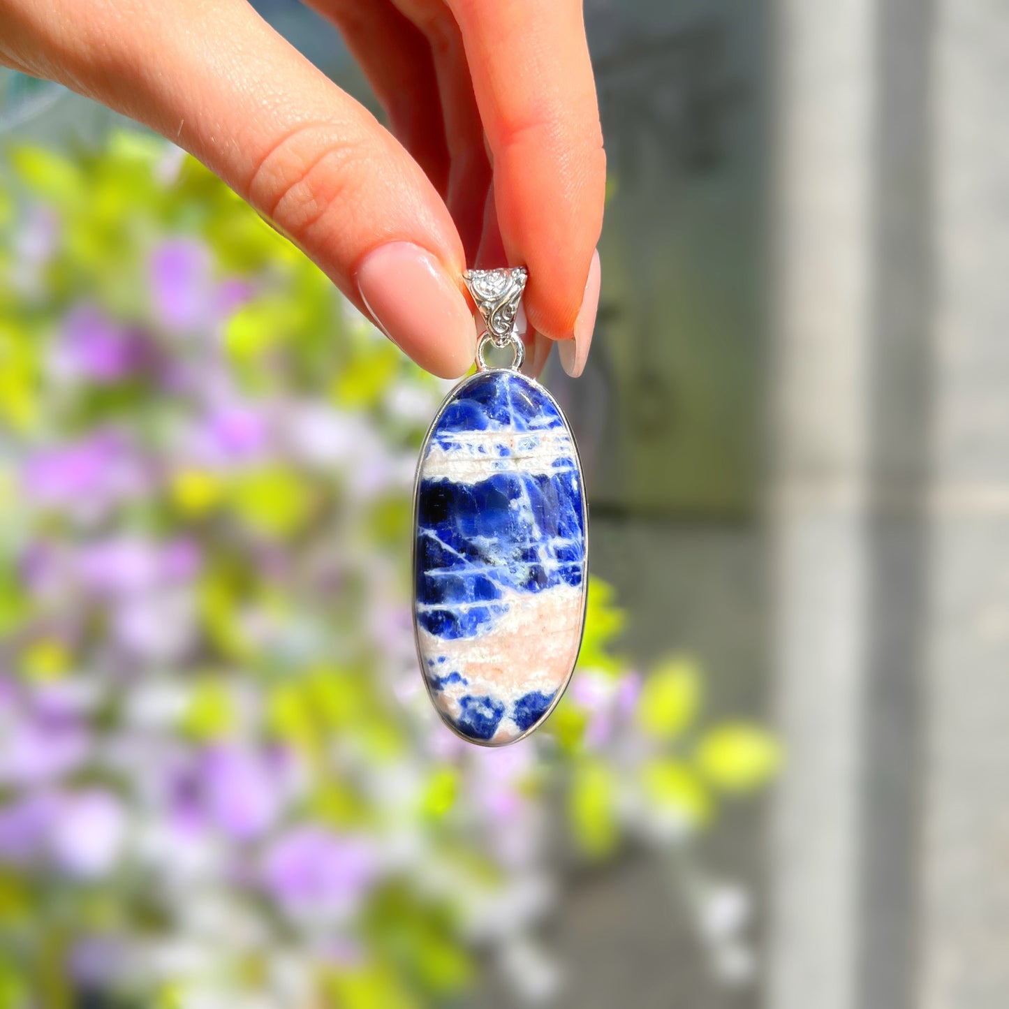 Sterling Silver Blue & White Sodalite Pendant