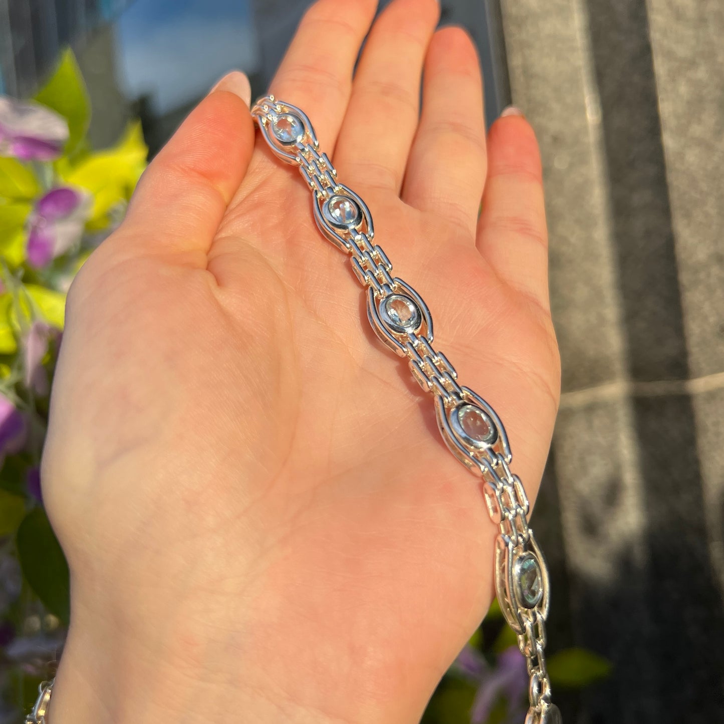 Sterling Silver Blue Topaz Bracelet