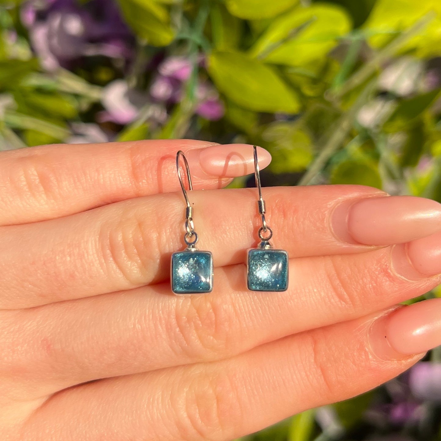‘Watch This Space’ Blue Square Drop Earrings