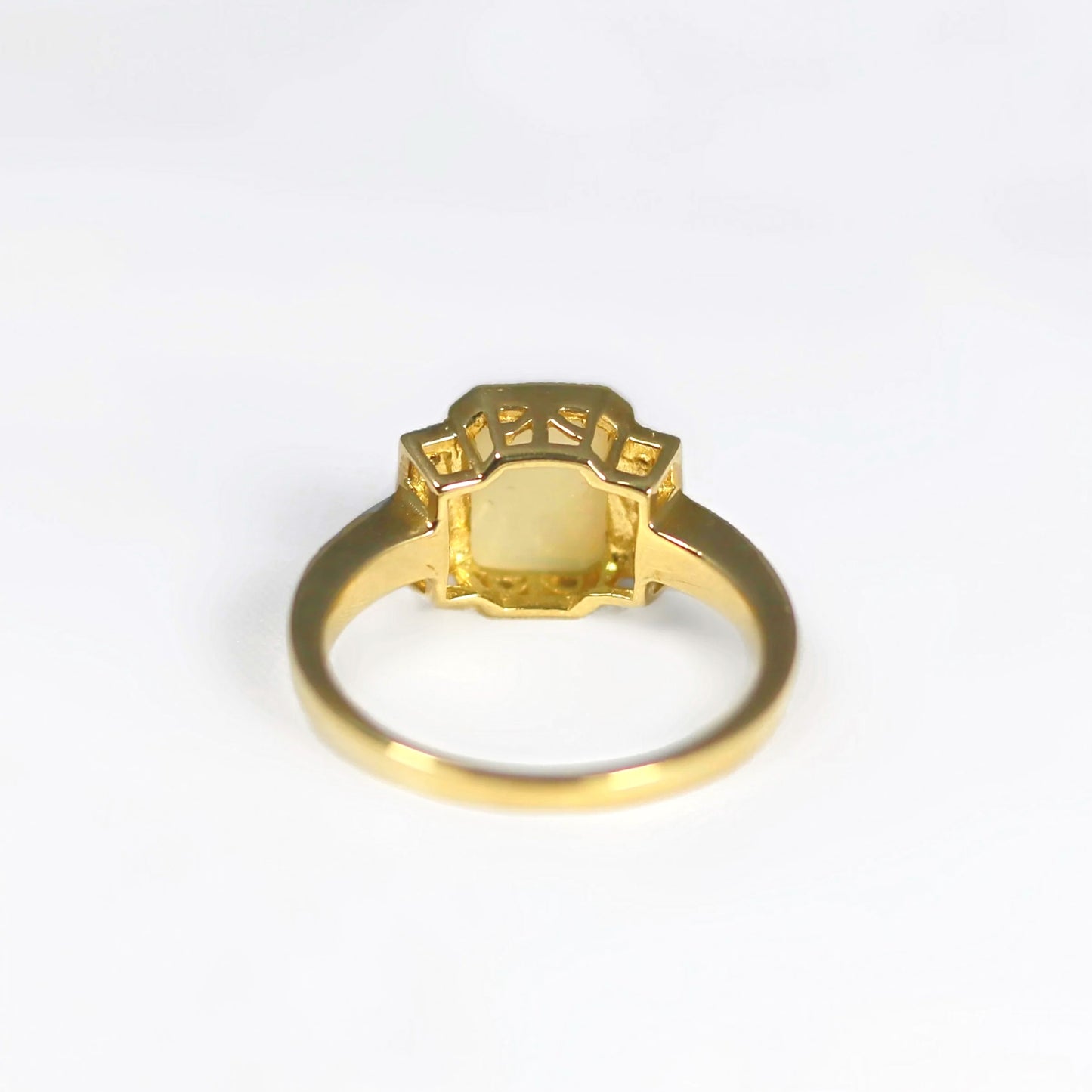The Opalina Ring - Structured Designer Inspired 9ct Yellow Gold Opal and Diamonds Size K
