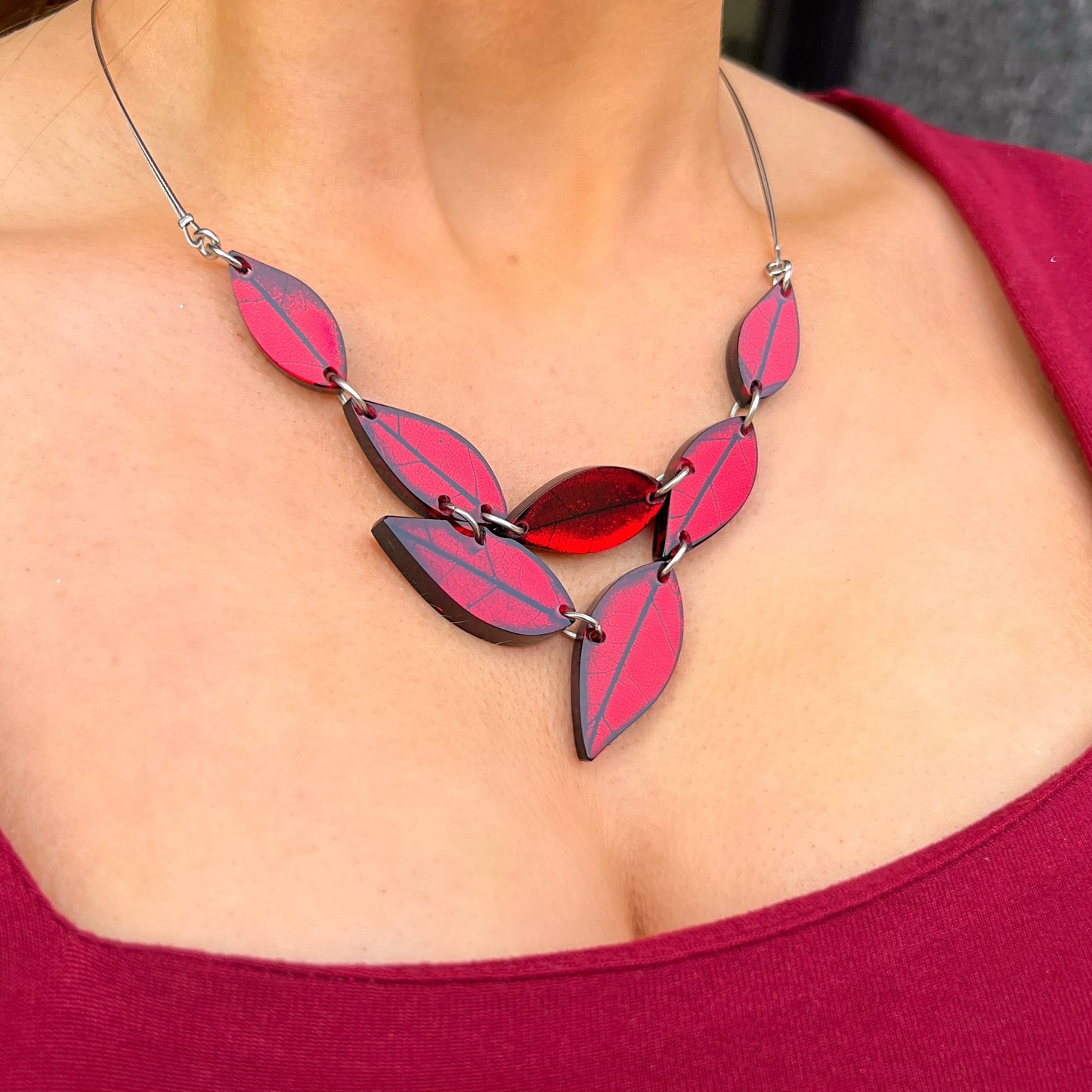 ‘Watch This Space’ Red Leaf Necklace