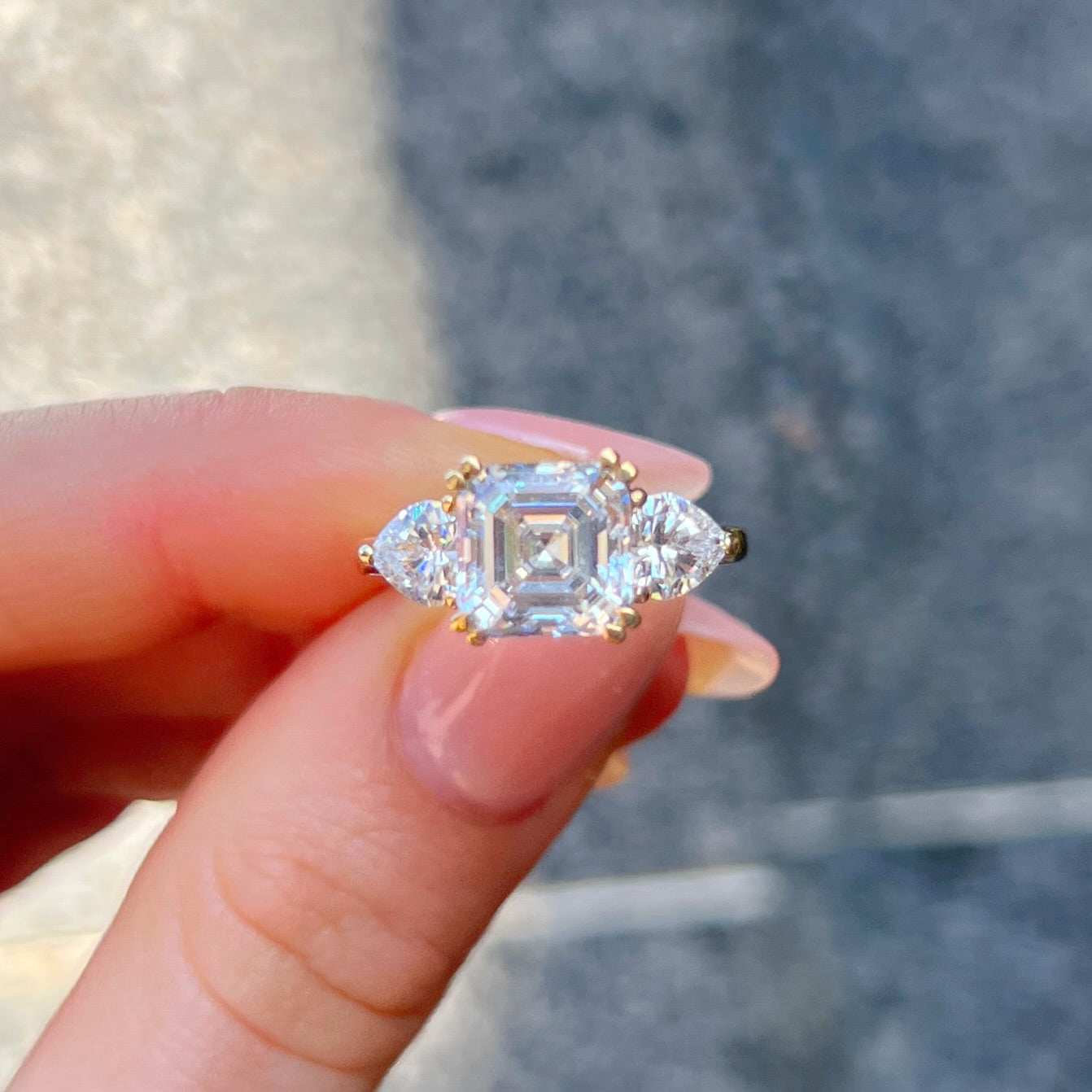 9ct Yellow Gold Princess Cut Cubic Zirconia Ring - Size N
