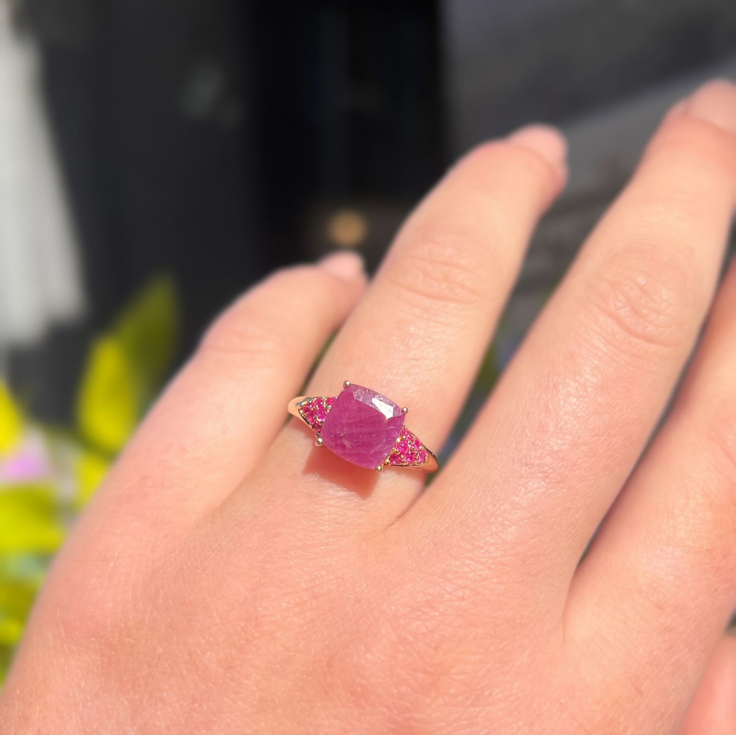 Rare Vintage 9ct Yellow Gold Ruby Ring - Size L