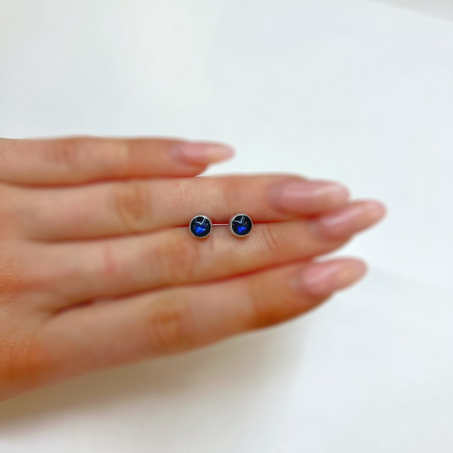 ‘Watch This Space’ Dark Blue Dot Stud Earrings