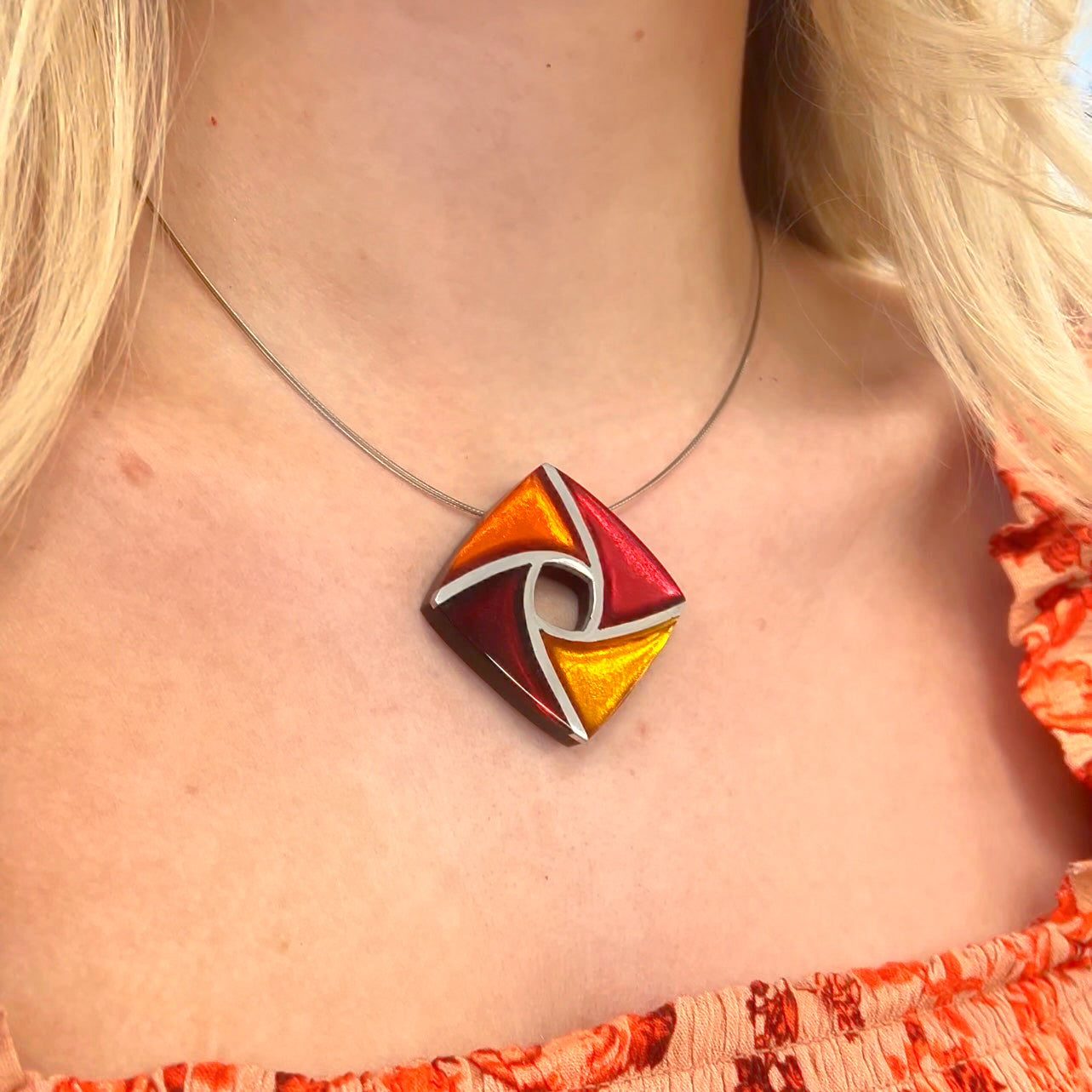 Watch This Space Warm Toned Square Necklace