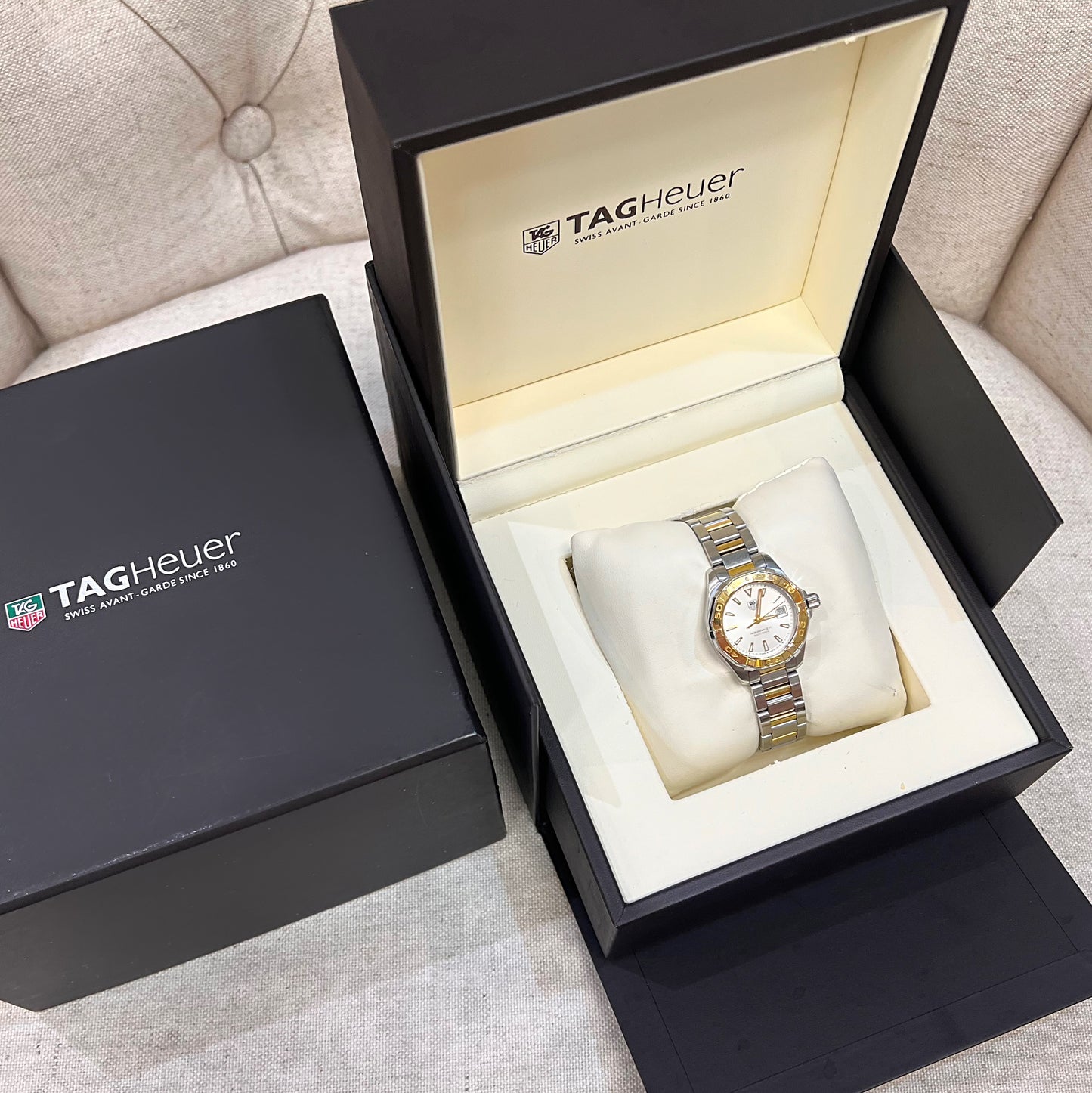 Pre-owned TAG Heuer Stainless Steel and Gold Ladies Aquaracer Watch