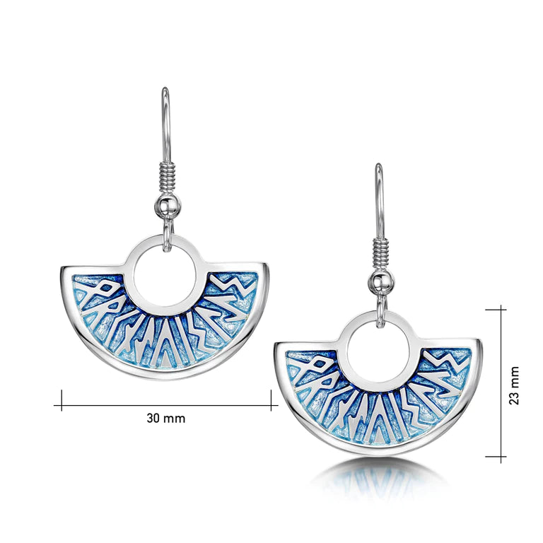 Sterling Silver Sheila Fleet Runic 'Orkney Isles' Drop Earrings