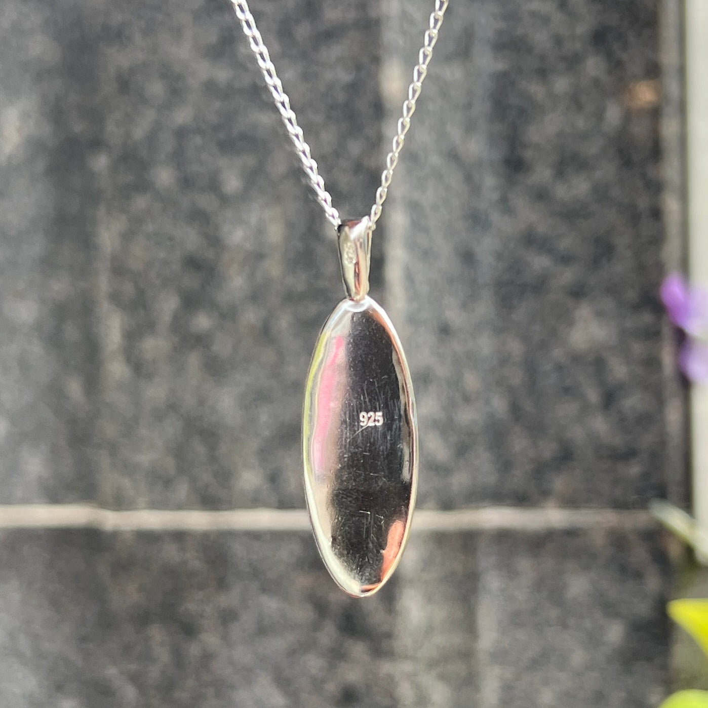 Iridescent Blue Opal Sterling Silver Necklace