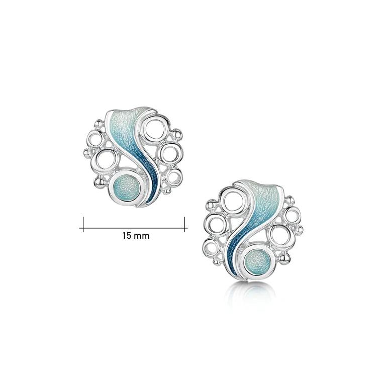 Sterling Silver Sheila Fleet Enamel 'Arctic Stream' Stud Earrings