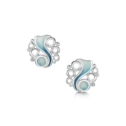 Sterling Silver Sheila Fleet Enamel 'Arctic Stream' Stud Earrings