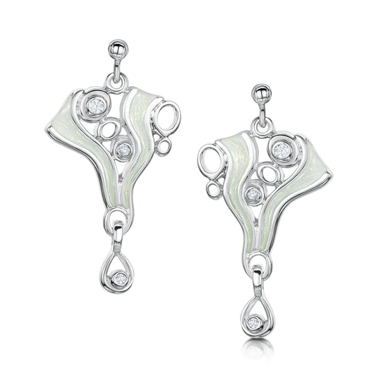Sterling Silver Sheila Fleet Opalescent Enamel 'Arctic Stream' Drop Earrings