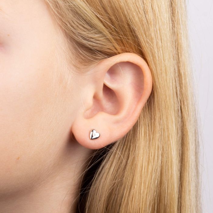 Children’s D for Diamond Heart Stud Earrings
