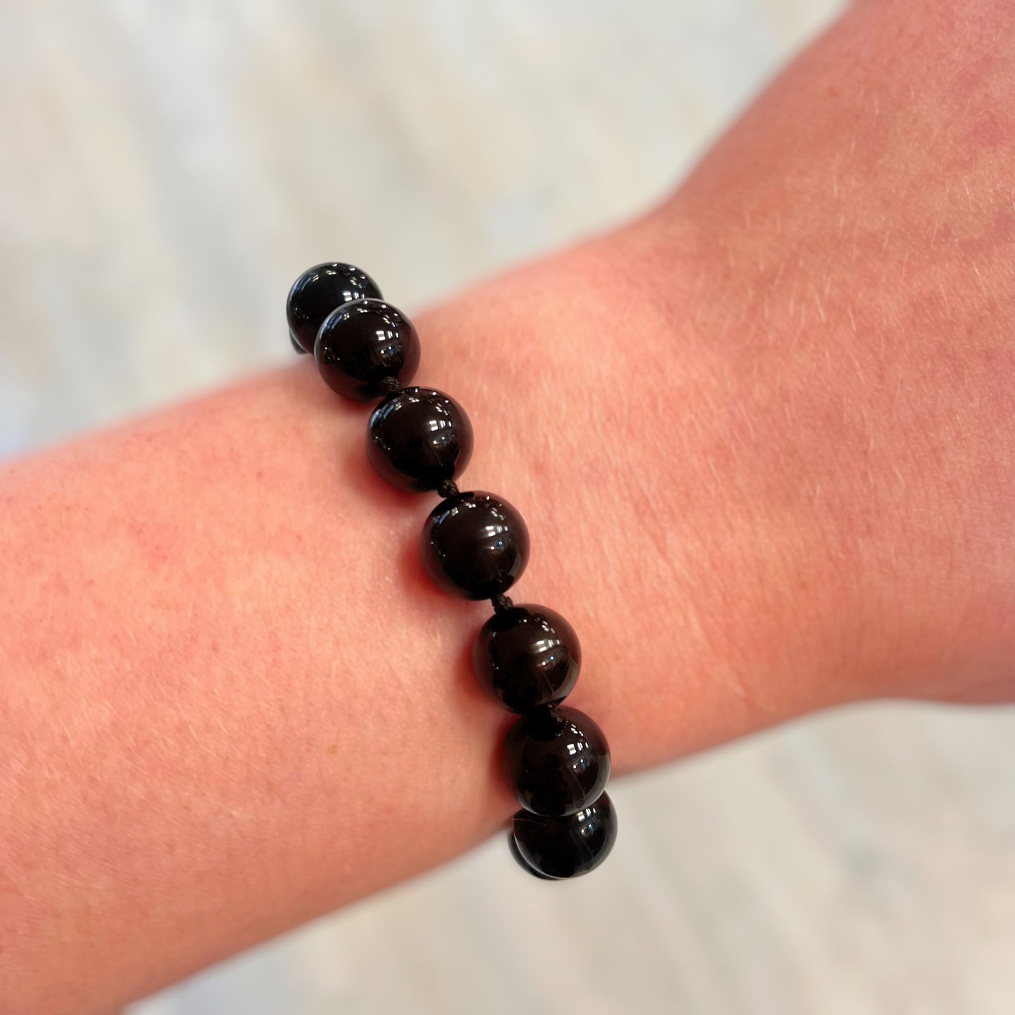 Sterling Silver Onyx Beaded Bracelet