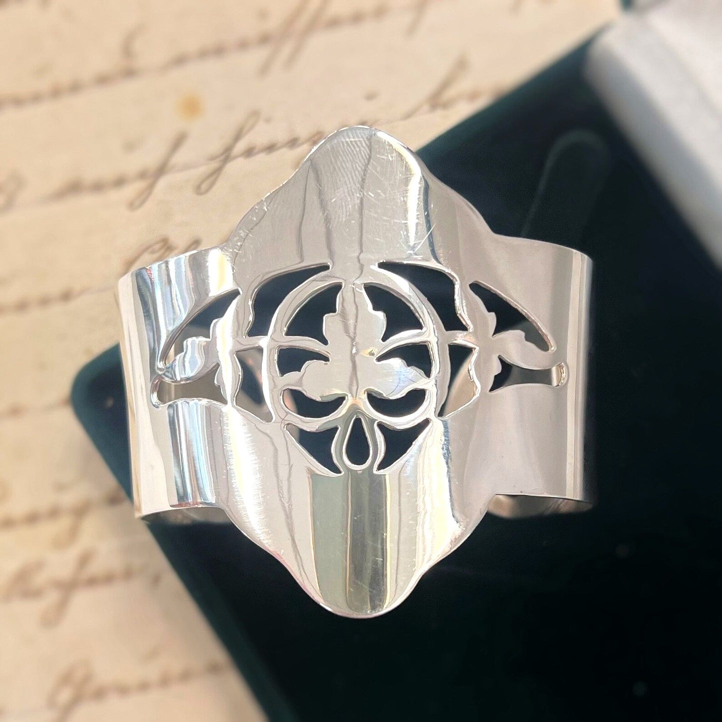 Vintage Sterling Silver Art Nouveau Cuff