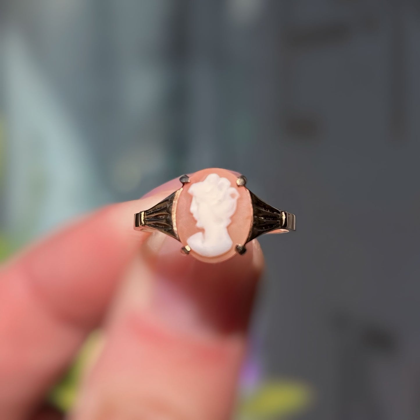 Vintage 1960s 9ct Yellow Gold Cameo Ring - Size L ½