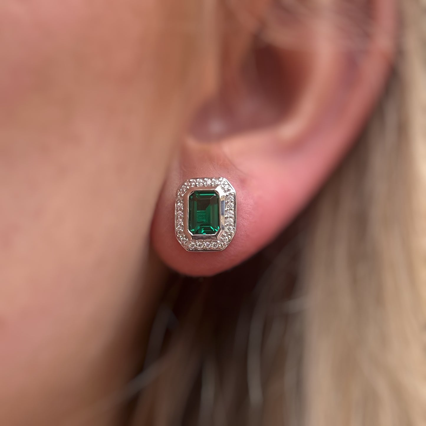 Sterling Silver Green Cubic Zirconia Earrings