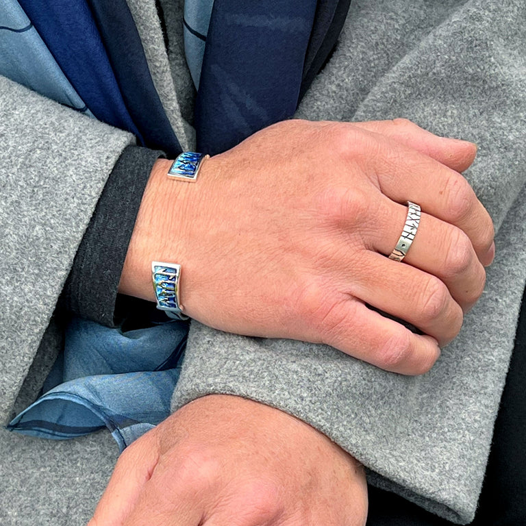 Sterling Silver Sheila Fleet Runic 'Orkney Isles' Bangle