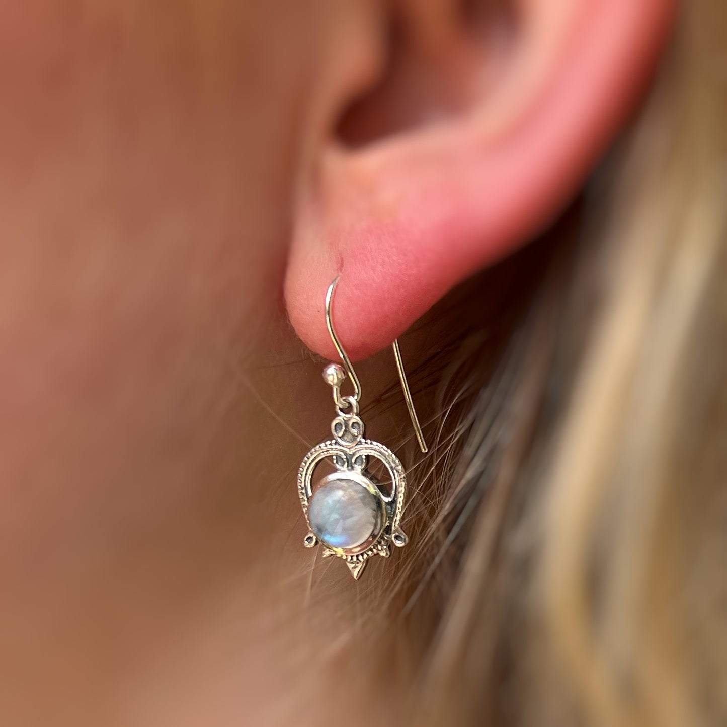 Sterling Silver Rainbow Moonstone Bohemian Inspired Earrings