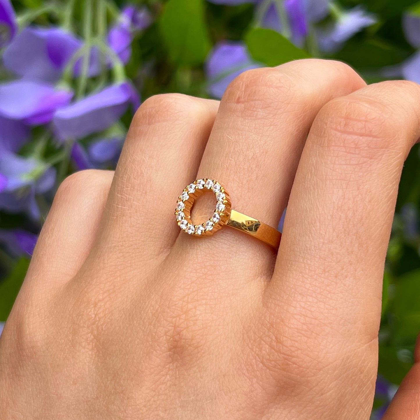 Sif Jakobs Biella Piccolo Ring - 18ct Gold Plated Sterling Silver with White Zirconia - Size N