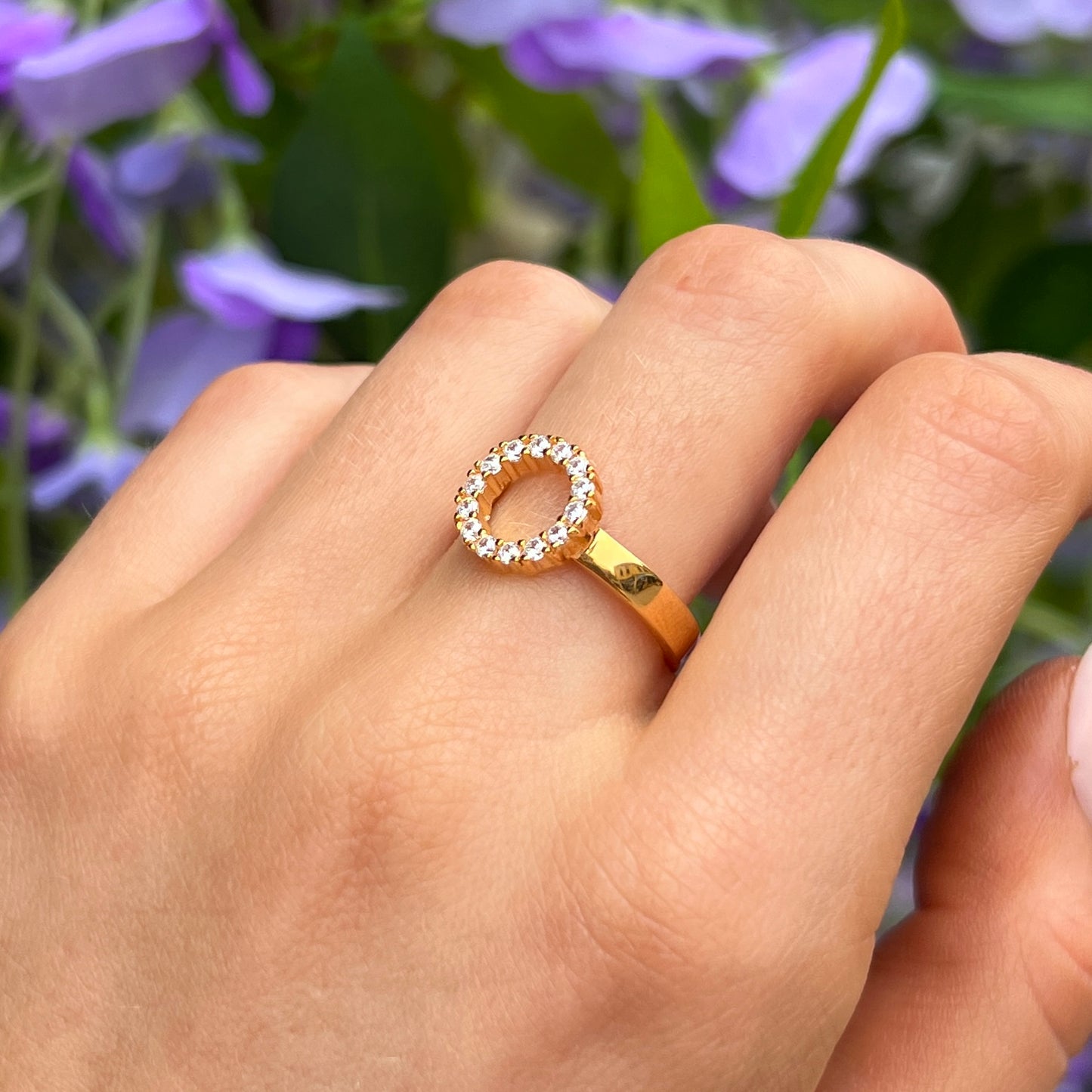 Sif Jakobs Biella Piccolo Ring - 18ct Gold Plated Sterling Silver with White Zirconia - Size N