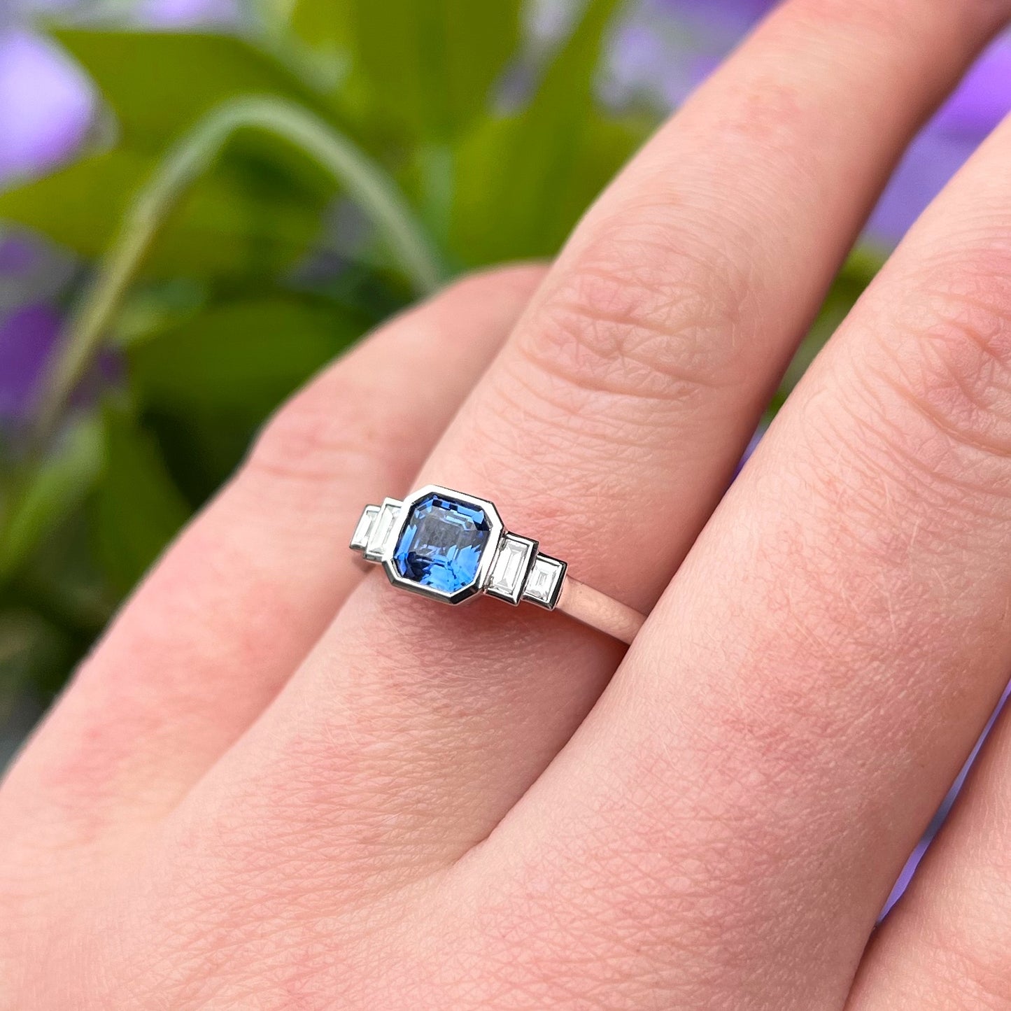 Mesmerising Platinum Tanzanite and Diamond Ring - Size M1/2