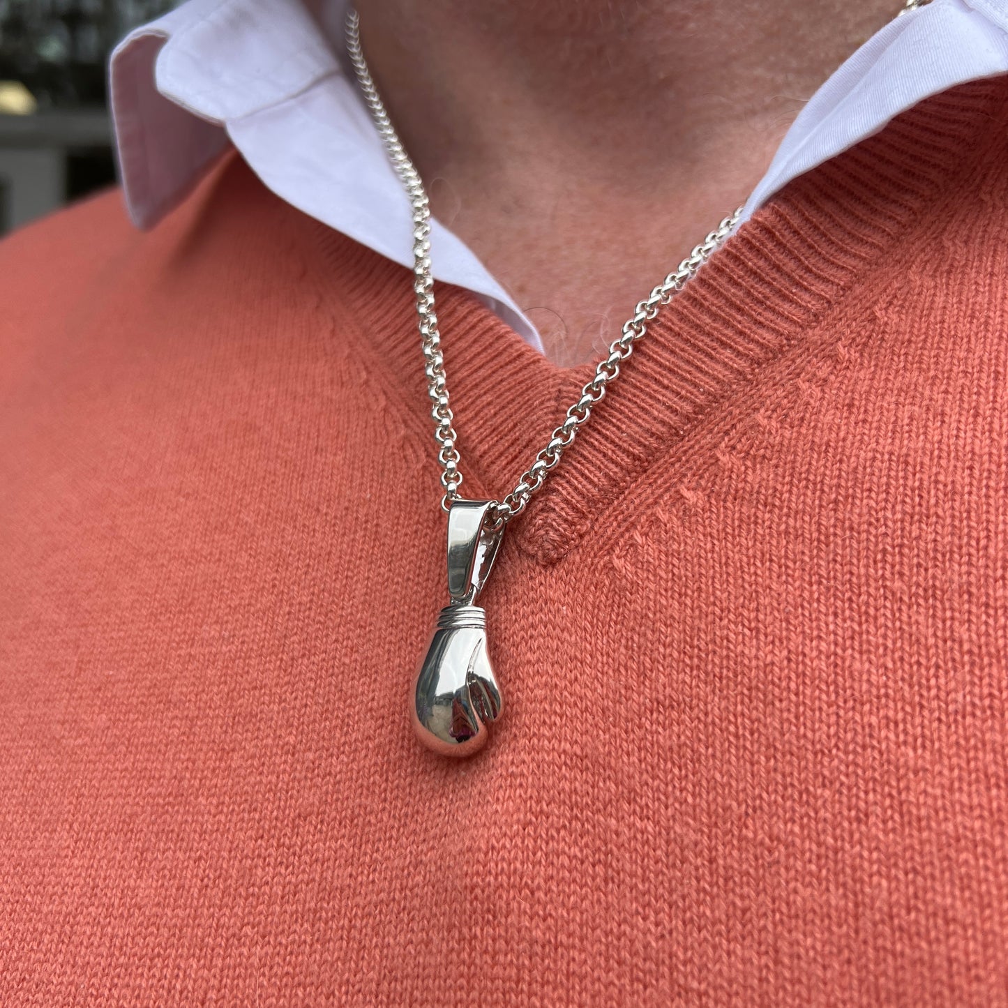 Gents Sterling Silver Boxing Glove Necklace