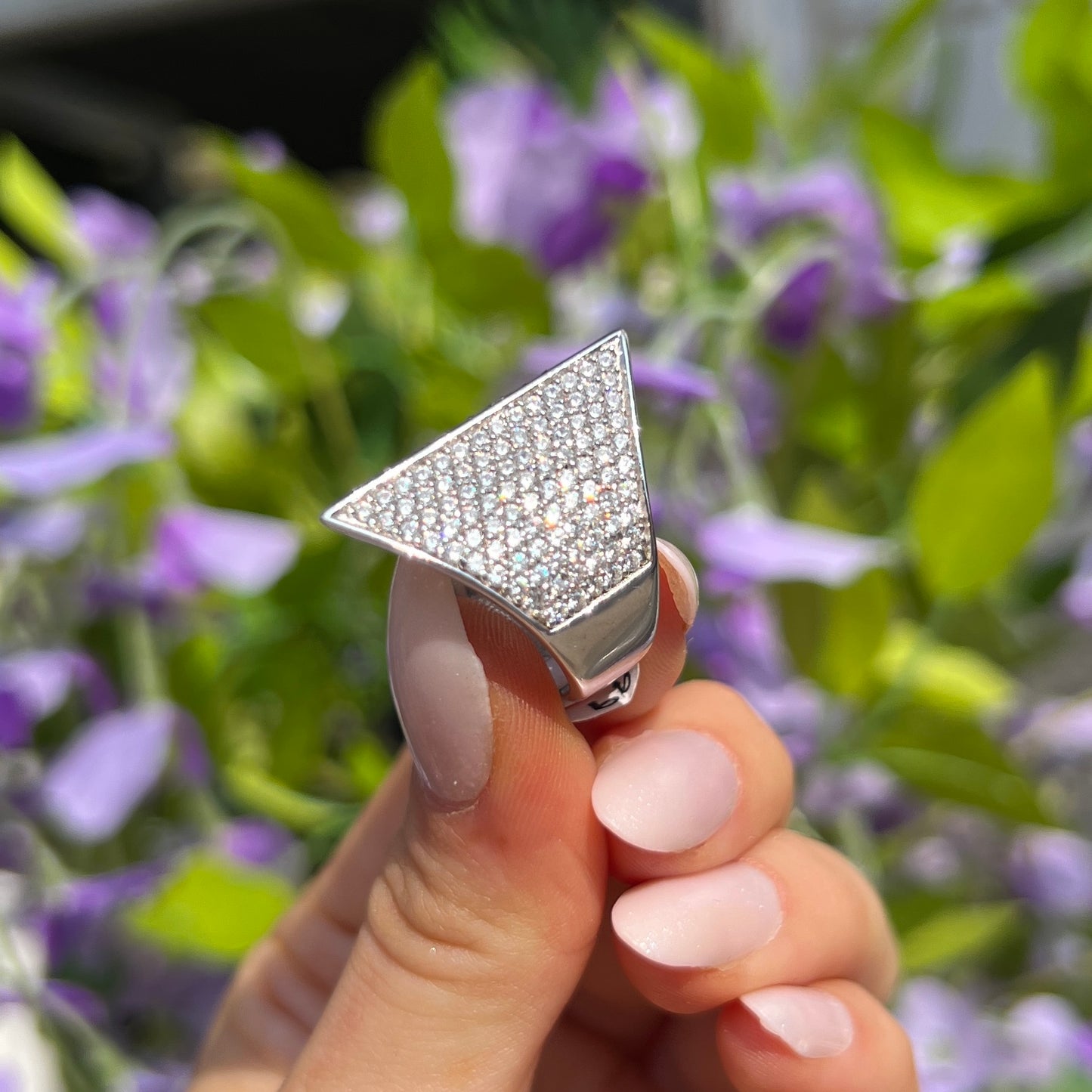 Chunky Statement Sif Jakobs Trapani Ring - Sterling Silver with White Zirconia