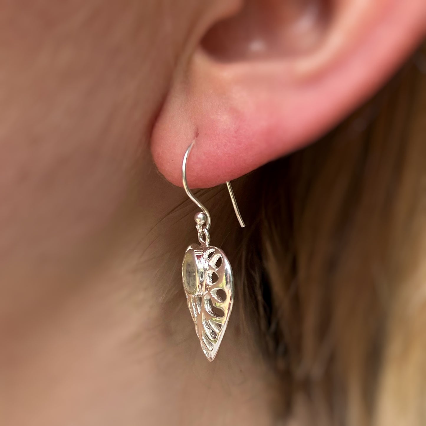 Sterling Silver Rainbow Moonstone Heart Earrings