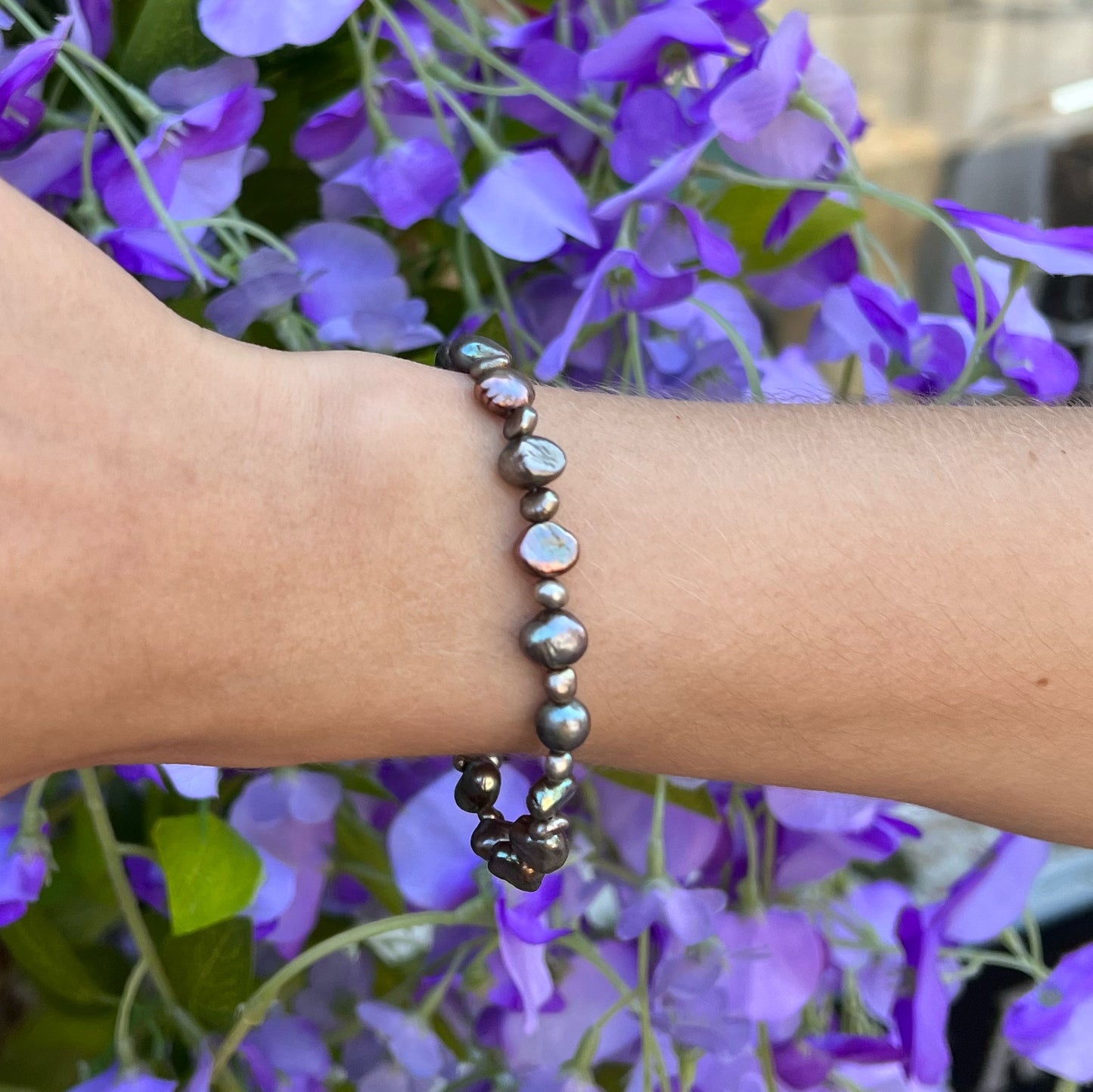 Handmade Dainty Peacock Pearl Bracelet