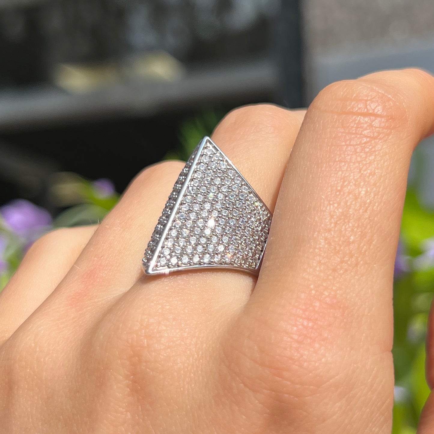 Chunky Statement Sif Jakobs Trapani Ring - Sterling Silver with White Zirconia