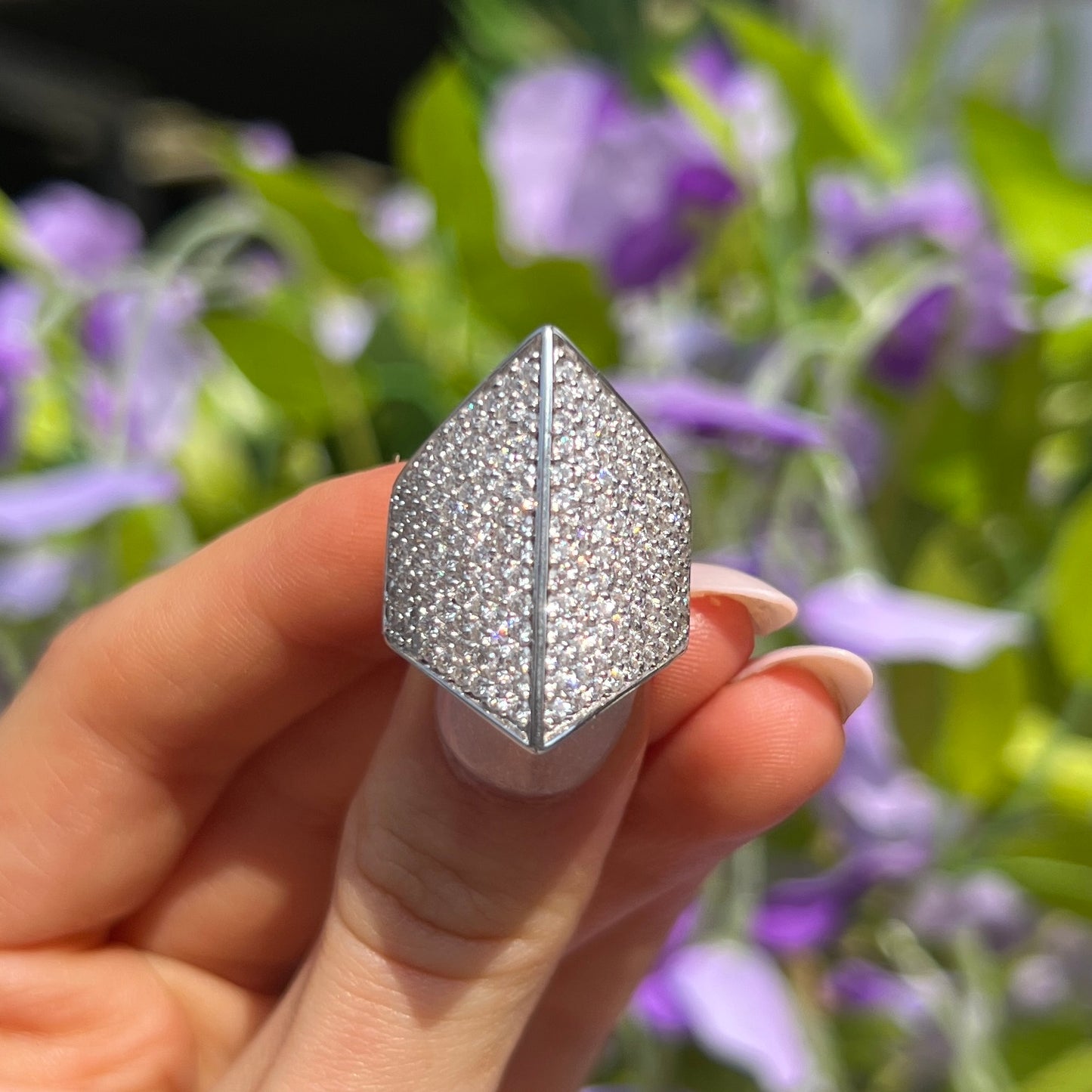 Chunky Statement Sif Jakobs Trapani Ring - Sterling Silver with White Zirconia
