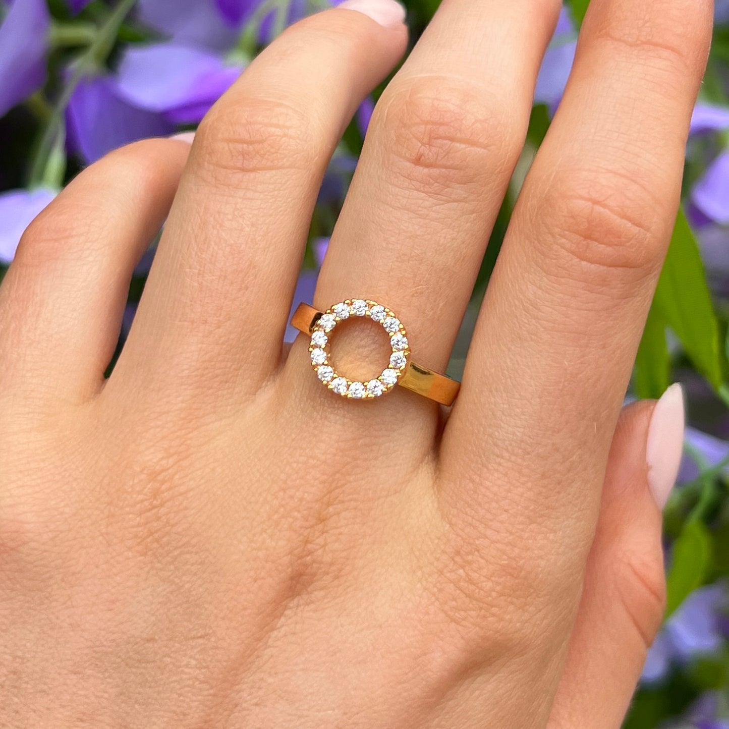 Sif Jakobs Biella Piccolo Ring - 18ct Gold Plated Sterling Silver with White Zirconia - Size N