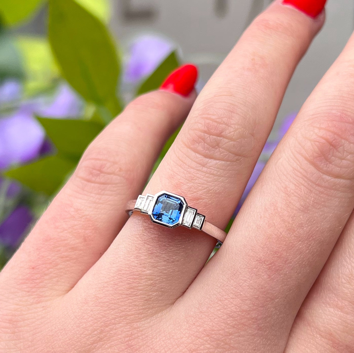 Mesmerising Platinum Tanzanite and Diamond Ring - Size M1/2