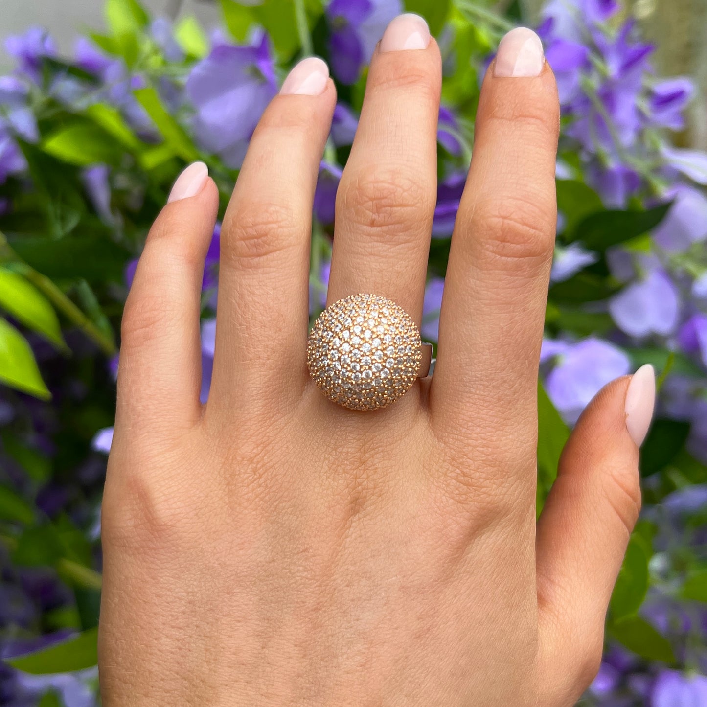 Sif Jakobs Milan Ring - Sterling Silver and 18ct Gold Plated with White Zirconia - Size P
